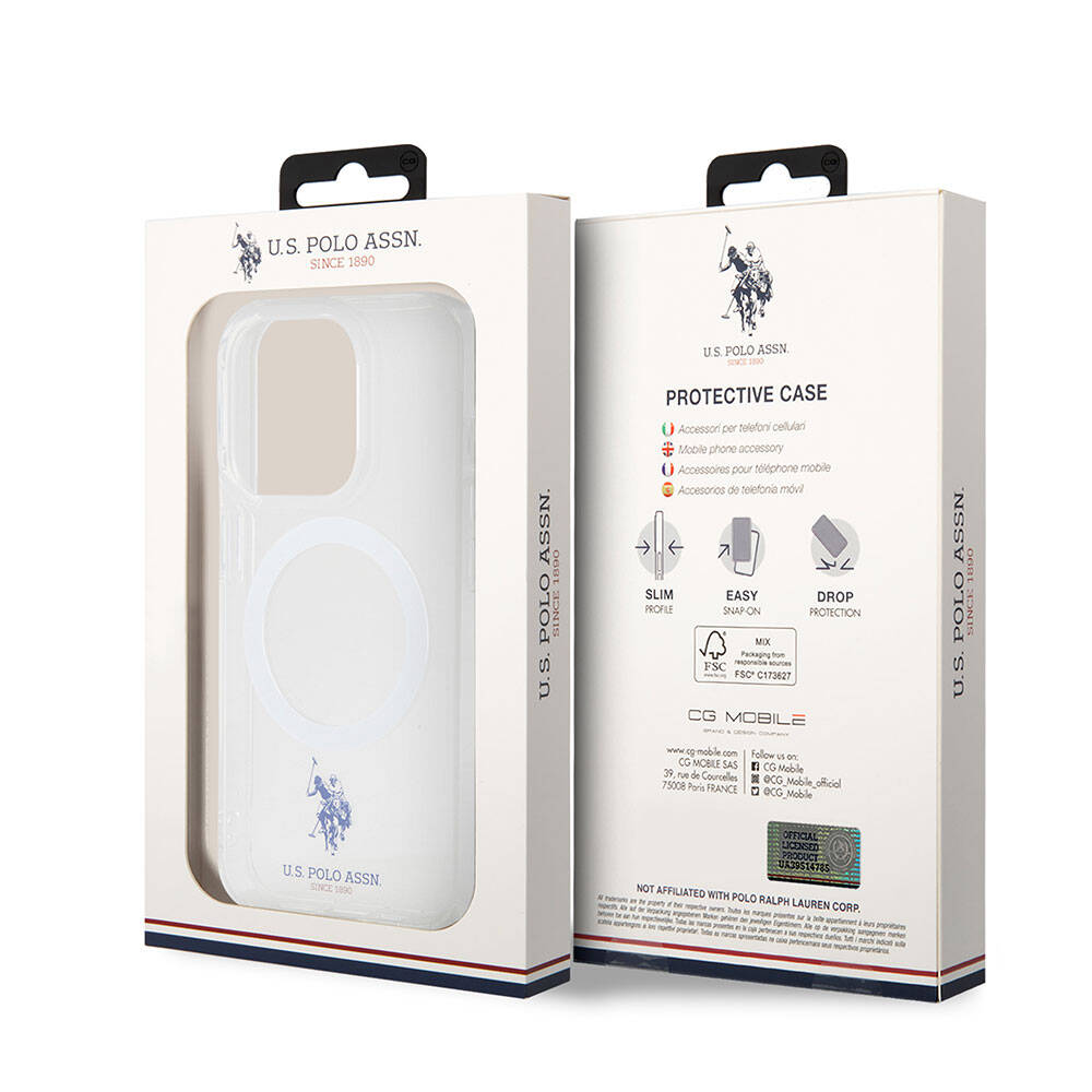 iPhone 15 Pro Kılıf U.S. Polo Assn. Orjinal Lisanslı M-safe Şarj Özellikli Transparan Tasarım Kapak
