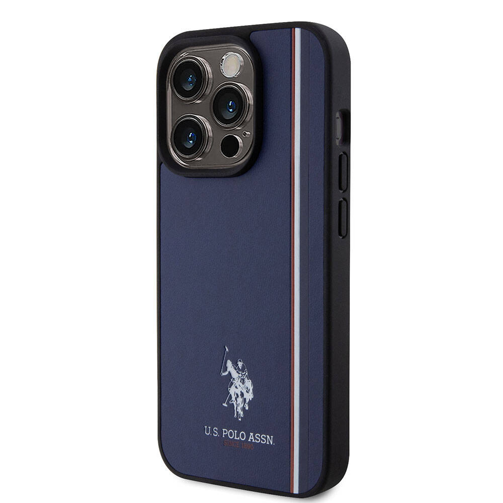 iPhone 15 Pro Kılıf U.S. Polo Assn. Orjinal Lisanslı Üç Renk Şerit Tasarımlı Baskı Logolu Kapak