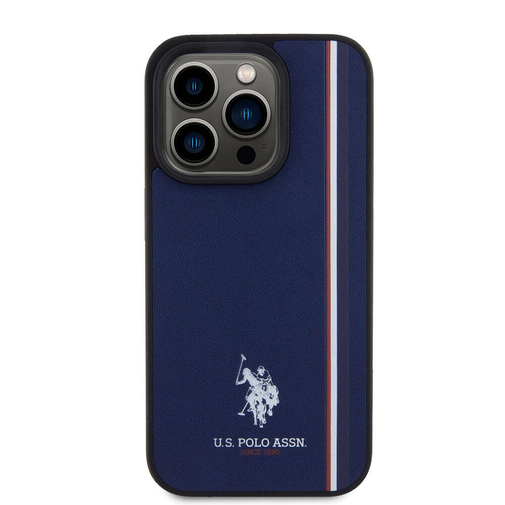 iPhone 15 Pro Kılıf U.S. Polo Assn. Orjinal Lisanslı Üç Renk Şerit Tasarımlı Baskı Logolu Kapak