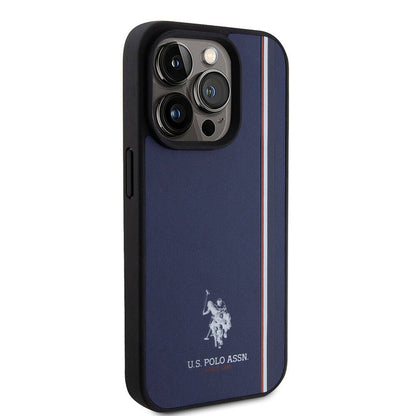 iPhone 15 Pro Kılıf U.S. Polo Assn. Orjinal Lisanslı Üç Renk Şerit Tasarımlı Baskı Logolu Kapak