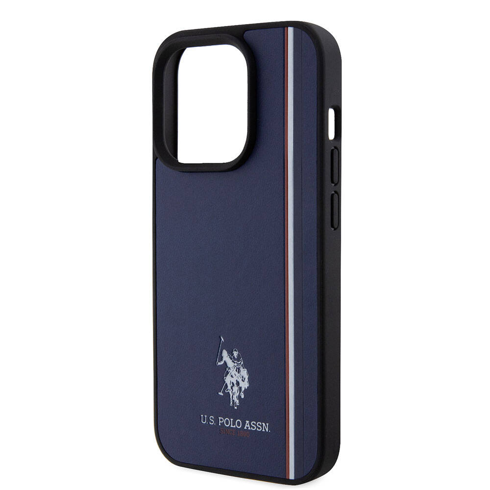 iPhone 15 Pro Kılıf U.S. Polo Assn. Orjinal Lisanslı Üç Renk Şerit Tasarımlı Baskı Logolu Kapak