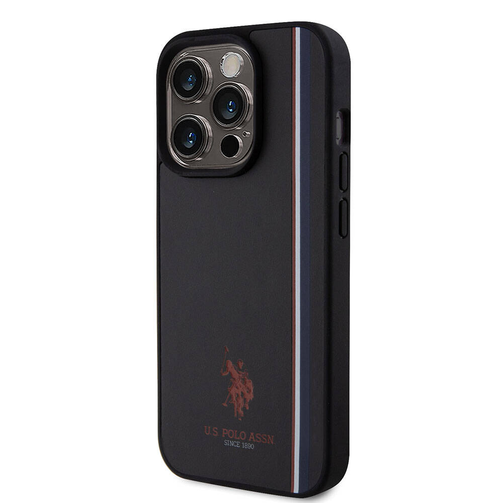 iPhone 15 Pro Kılıf U.S. Polo Assn. Orjinal Lisanslı Üç Renk Şerit Tasarımlı Baskı Logolu Kapak