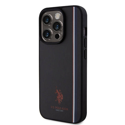 iPhone 15 Pro Kılıf U.S. Polo Assn. Orjinal Lisanslı Üç Renk Şerit Tasarımlı Baskı Logolu Kapak