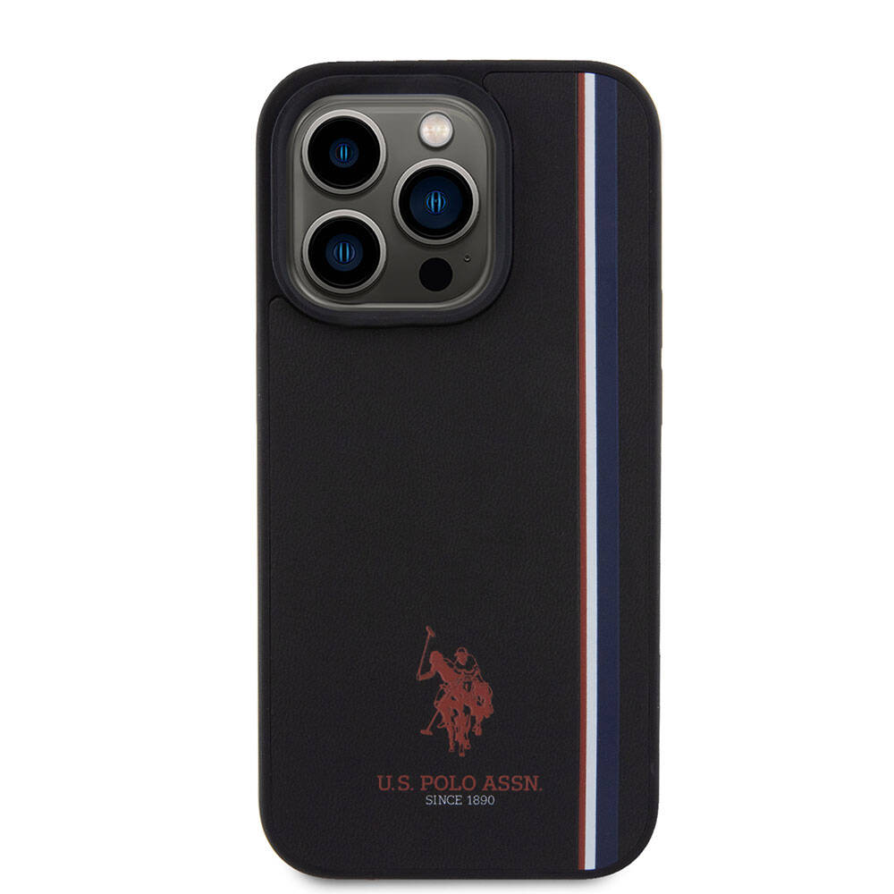iPhone 15 Pro Kılıf U.S. Polo Assn. Orjinal Lisanslı Üç Renk Şerit Tasarımlı Baskı Logolu Kapak