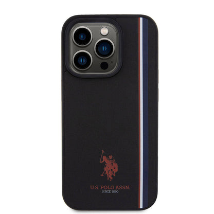 iPhone 15 Pro Kılıf U.S. Polo Assn. Orjinal Lisanslı Üç Renk Şerit Tasarımlı Baskı Logolu Kapak