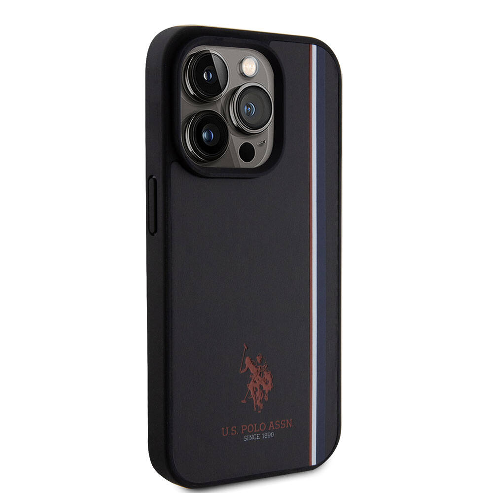 iPhone 15 Pro Kılıf U.S. Polo Assn. Orjinal Lisanslı Üç Renk Şerit Tasarımlı Baskı Logolu Kapak