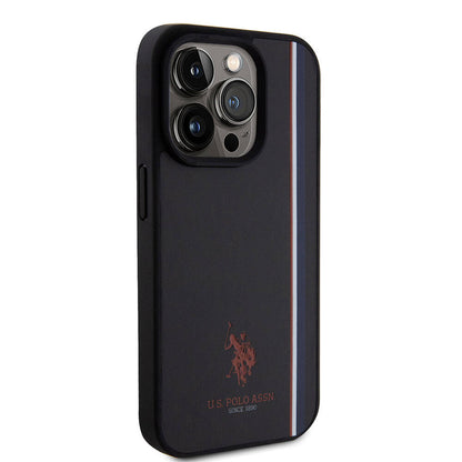 iPhone 15 Pro Kılıf U.S. Polo Assn. Orjinal Lisanslı Üç Renk Şerit Tasarımlı Baskı Logolu Kapak