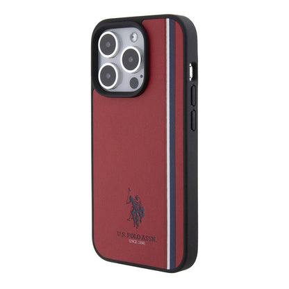 iPhone 15 Pro Kılıf U.S. Polo Assn. Orjinal Lisanslı Üç Renk Şerit Tasarımlı Baskı Logolu Kapak