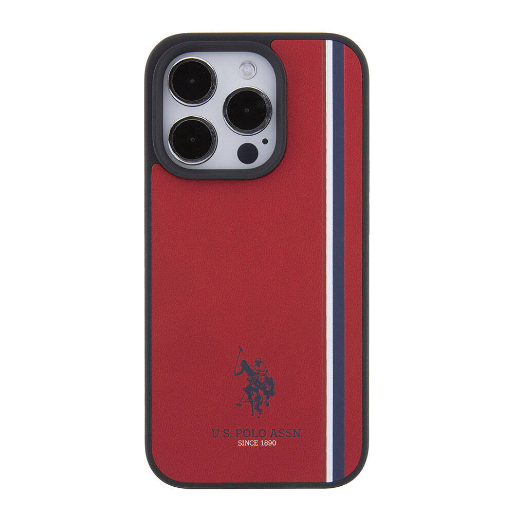 iPhone 15 Pro Kılıf U.S. Polo Assn. Orjinal Lisanslı Üç Renk Şerit Tasarımlı Baskı Logolu Kapak