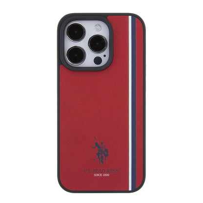 iPhone 15 Pro Kılıf U.S. Polo Assn. Orjinal Lisanslı Üç Renk Şerit Tasarımlı Baskı Logolu Kapak
