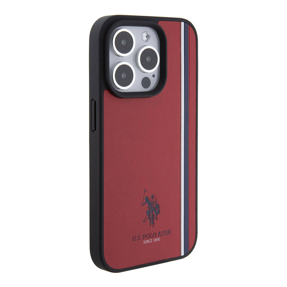iPhone 15 Pro Kılıf U.S. Polo Assn. Orjinal Lisanslı Üç Renk Şerit Tasarımlı Baskı Logolu Kapak
