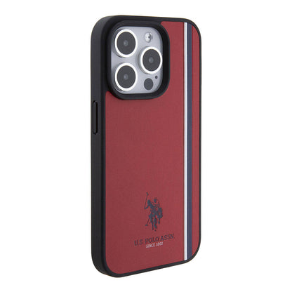 iPhone 15 Pro Kılıf U.S. Polo Assn. Orjinal Lisanslı Üç Renk Şerit Tasarımlı Baskı Logolu Kapak
