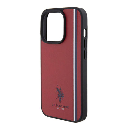 iPhone 15 Pro Kılıf U.S. Polo Assn. Orjinal Lisanslı Üç Renk Şerit Tasarımlı Baskı Logolu Kapak