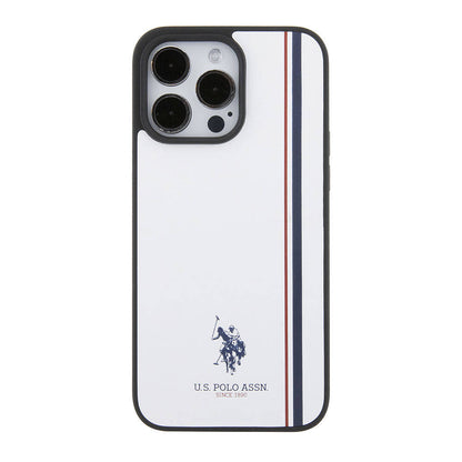 iPhone 15 Pro Kılıf U.S. Polo Assn. Orjinal Lisanslı Üç Renk Şerit Tasarımlı Baskı Logolu Kapak
