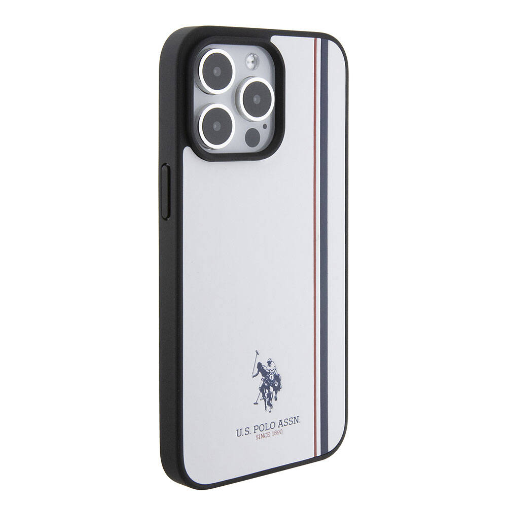 iPhone 15 Pro Kılıf U.S. Polo Assn. Orjinal Lisanslı Üç Renk Şerit Tasarımlı Baskı Logolu Kapak