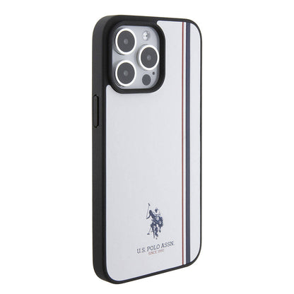 iPhone 15 Pro Kılıf U.S. Polo Assn. Orjinal Lisanslı Üç Renk Şerit Tasarımlı Baskı Logolu Kapak