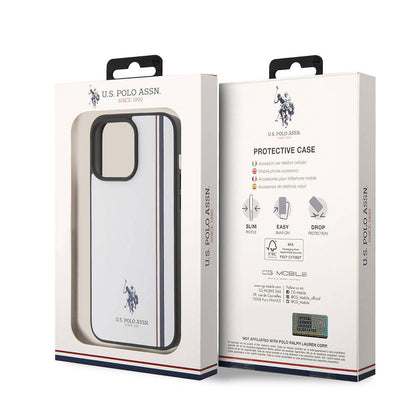 iPhone 15 Pro Kılıf U.S. Polo Assn. Orjinal Lisanslı Üç Renk Şerit Tasarımlı Baskı Logolu Kapak