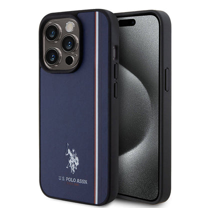iPhone 15 Pro Kılıf U.S. Polo Assn. Orjinal Lisanslı Üç Renk Şerit Tasarımlı Baskı Logolu Kapak