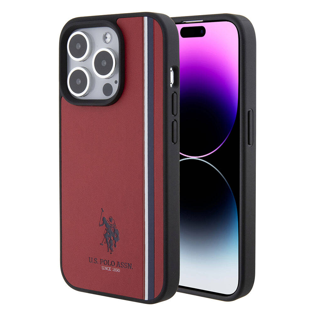 iPhone 15 Pro Kılıf U.S. Polo Assn. Orjinal Lisanslı Üç Renk Şerit Tasarımlı Baskı Logolu Kapak
