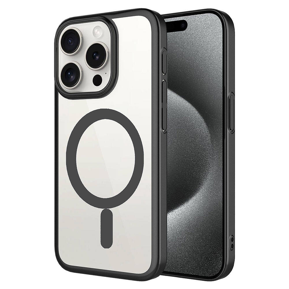 Apple iPhone 15 Pro Kılıf Wireless Şarj Özellikli Sert PC Zore Mat Riksos M-safe Kapak