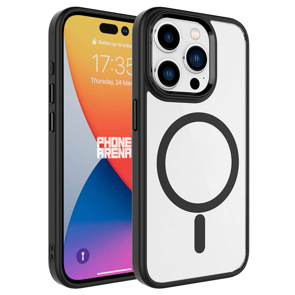 Apple iPhone 15 Pro Kılıf Wireless Şarj Özellikli Zore Krom M-safe Silikon Kapak