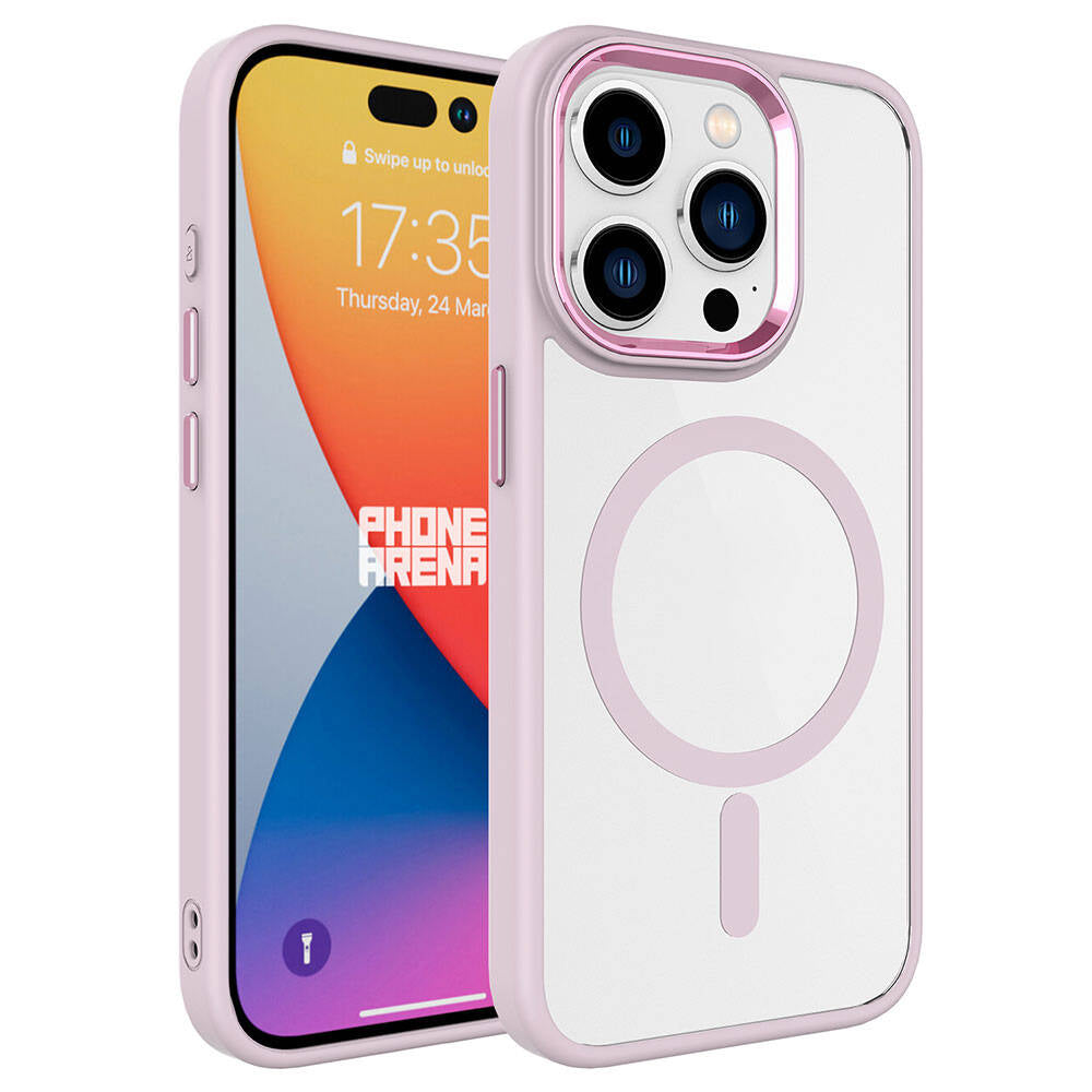 Apple iPhone 15 Pro Kılıf Wireless Şarj Özellikli Zore Krom M-safe Silikon Kapak