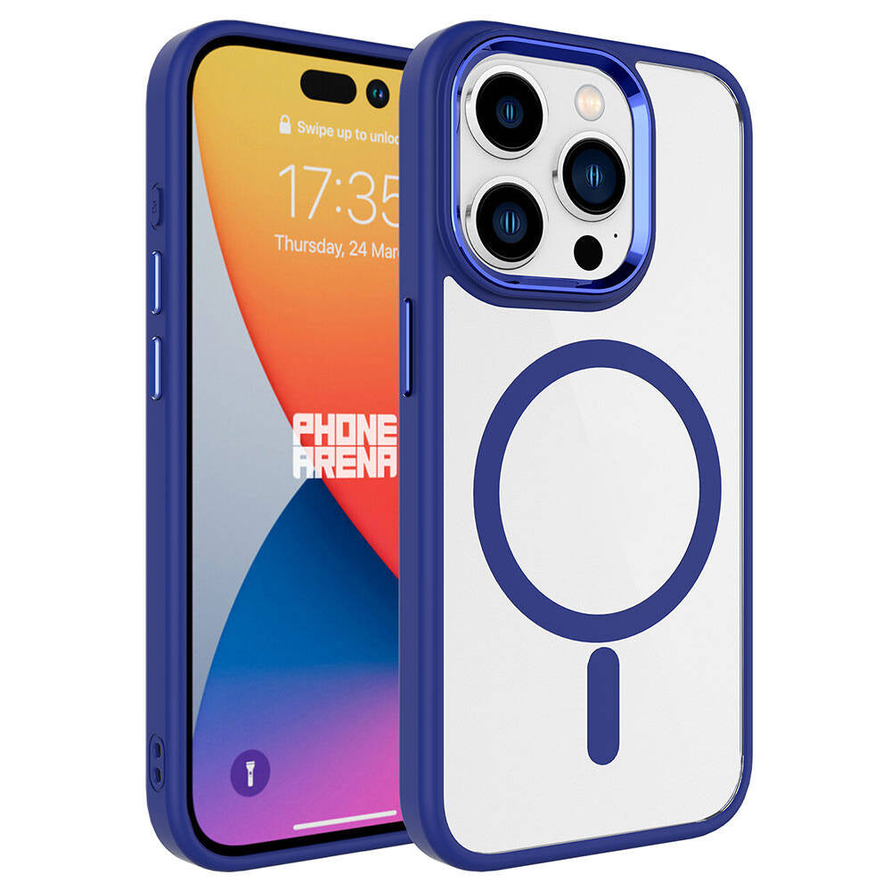 Apple iPhone 15 Pro Kılıf Wireless Şarj Özellikli Zore Krom M-safe Silikon Kapak