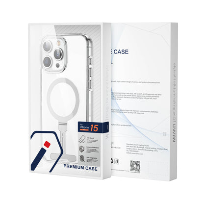 iPhone 15 Pro Kılıf Wiwu FYY-014 M-safe Şarj Özellikli Alüminyum Alaşım Metal Standlı Şeffaf Kapak