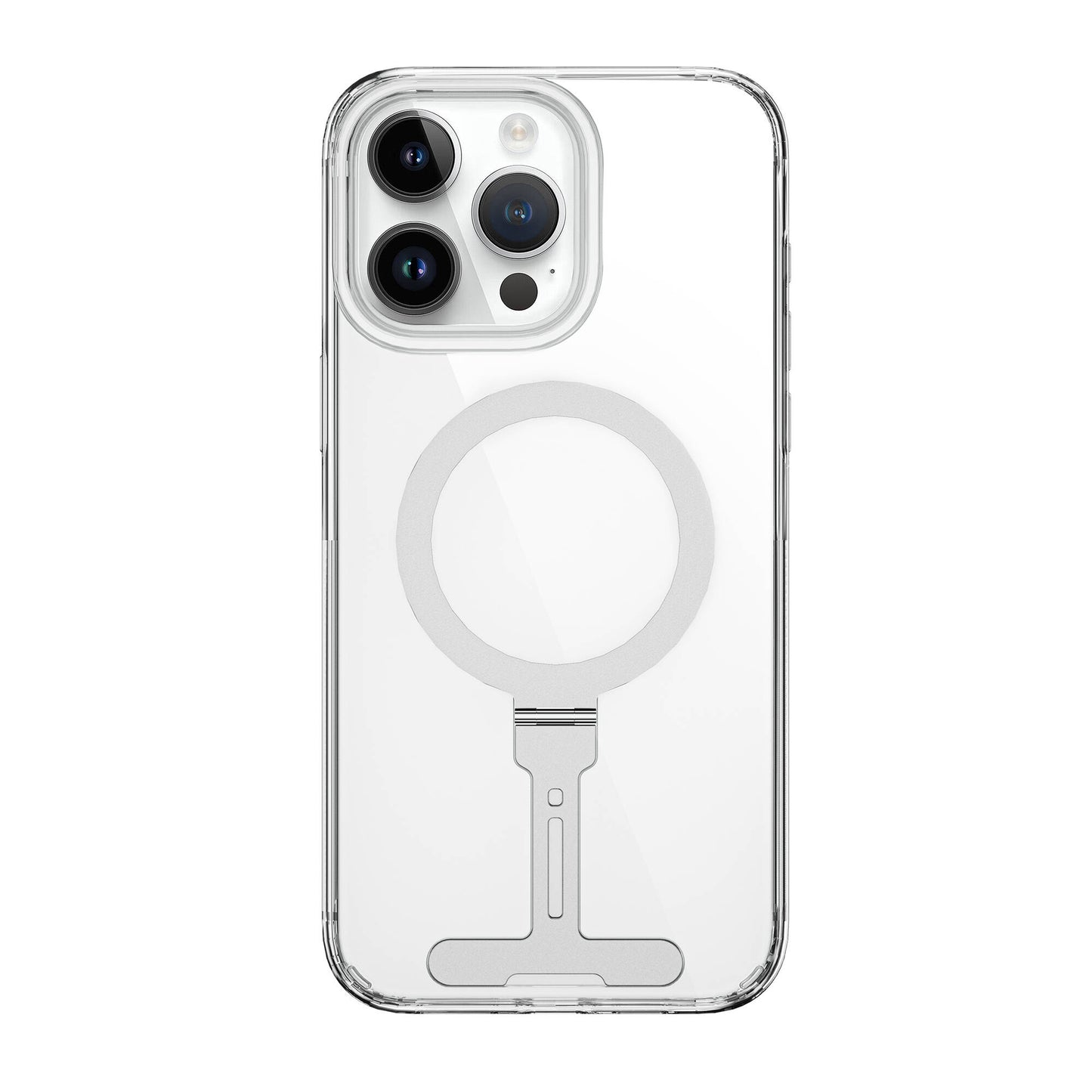 iPhone 15 Pro Kılıf Wiwu FYY-014 M-safe Şarj Özellikli Alüminyum Alaşım Metal Standlı Şeffaf Kapak