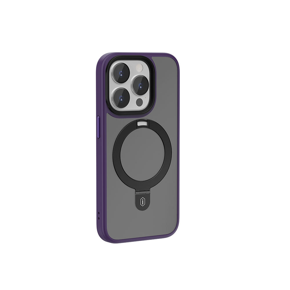iPhone 15 Pro Max Kılıf Wiwu ZMM-010 M-safe Şarj Özellikli Mat Arka Yüzey Standlı Kapak