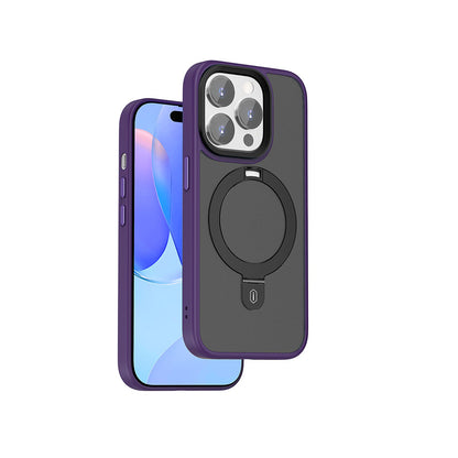 iPhone 15 Pro Kılıf Wiwu ZMM-010 M-safe Şarj Özellikli Mat Arka Yüzey Standlı Kapak