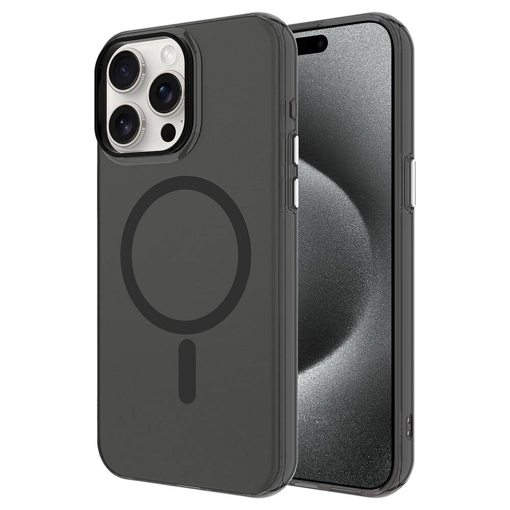 Apple iPhone 15 Pro Kılıf Zore M-safe Şarj Özellikli Buzlu Transparan C-Pro Sert Kapak