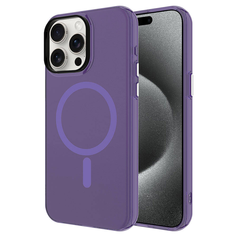Apple iPhone 15 Pro Kılıf Zore M-safe Şarj Özellikli Buzlu Transparan C-Pro Sert Kapak