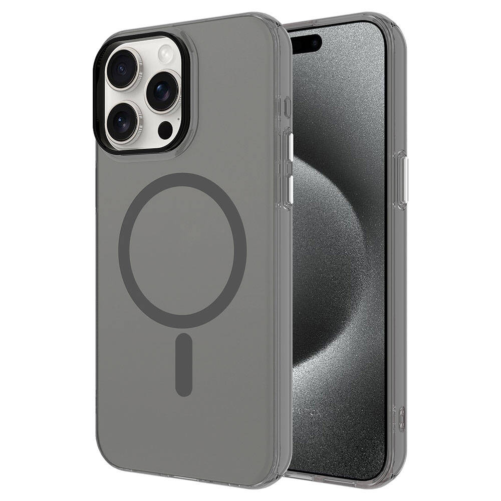 Apple iPhone 15 Pro Kılıf Zore M-safe Şarj Özellikli Buzlu Transparan C-Pro Sert Kapak