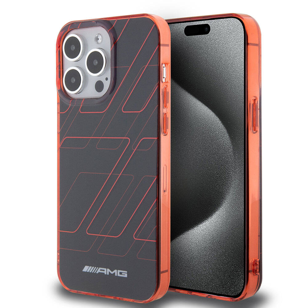 iPhone 15 Pro Max Kılıf AMG Orjinal Lisanslı Çift Katmanlı Dörtgen Desenli Kapak