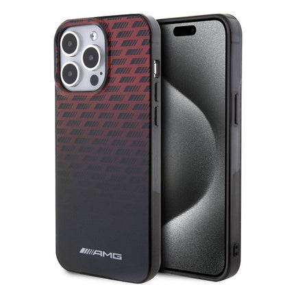 iPhone 15 Pro Max Kılıf AMG Orjinal Lisanslı Çift Katmanlı Küçük Logolu Dörtgen Şerit Desenli Kapak