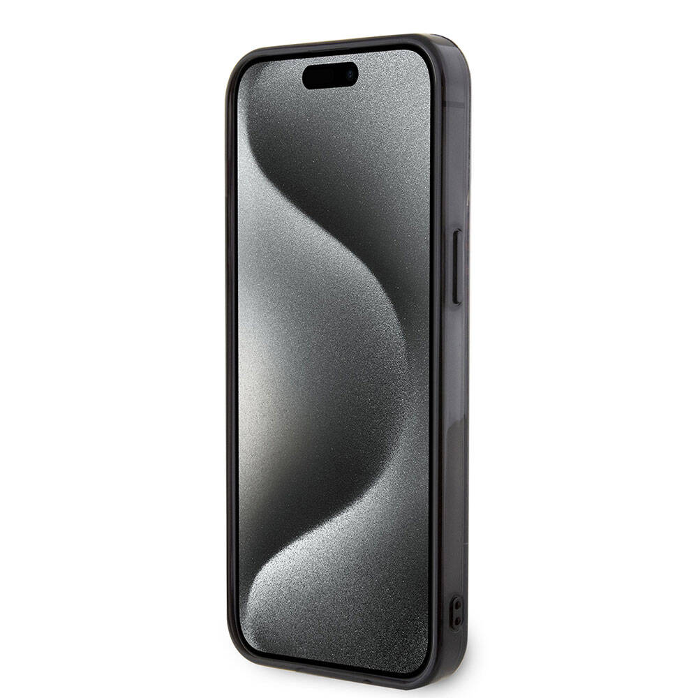 iPhone 15 Pro Max Kılıf AMG Orjinal Lisanslı Çift Katmanlı Küçük Logolu Dörtgen Şerit Desenli Kapak