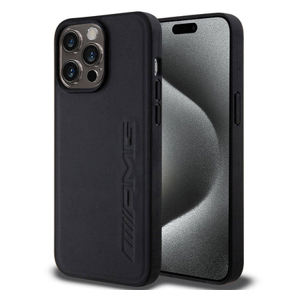 iPhone 15 Pro Max Kılıf AMG Orjinal Lisanslı M-safe Şarj Özellikli Deri Sıcak Damgalı Kapak