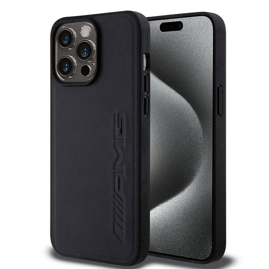 iPhone 15 Pro Max Kılıf AMG Orjinal Lisanslı M-safe Şarj Özellikli Deri Sıcak Damgalı Kapak