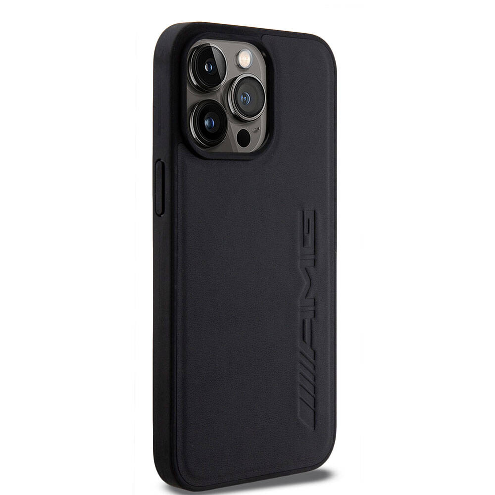 iPhone 15 Pro Max Kılıf AMG Orjinal Lisanslı M-safe Şarj Özellikli Deri Sıcak Damgalı Kapak