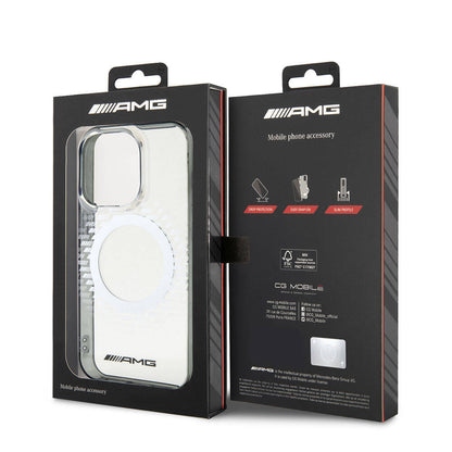 iPhone 15 Pro Max Kılıf AMG Orjinal Lisanslı M-safe Şarj Özellikli Eşkenar Dörtgen Desenli Transparan Kapak
