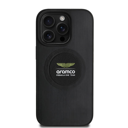 iPhone 15 Pro Max Kılıf Aston Martin Orjinal Lisanslı M-safe Şarj Özellikli Aluminyum Arka Yüzeyli Formula One Team Baskılı Kapak