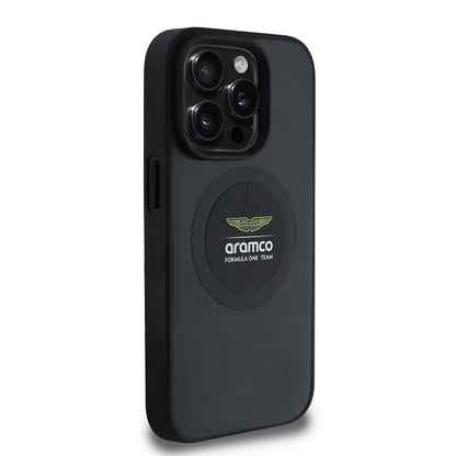 iPhone 15 Pro Max Kılıf Aston Martin Orjinal Lisanslı M-safe Şarj Özellikli Aluminyum Arka Yüzeyli Formula One Team Baskılı Kapak