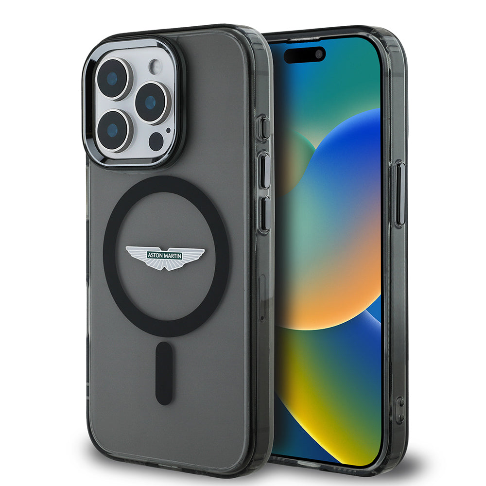 iPhone 15 Pro Max Kılıf Aston Martin Orjinal Lisanslı M-safe Şarj Özellikli IML Baskı Logolu Metal Düğmeli Kapak