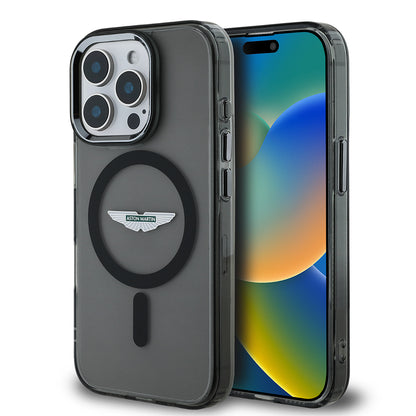 iPhone 15 Pro Max Kılıf Aston Martin Orjinal Lisanslı M-safe Şarj Özellikli IML Baskı Logolu Metal Düğmeli Kapak