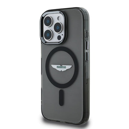 iPhone 15 Pro Max Kılıf Aston Martin Orjinal Lisanslı M-safe Şarj Özellikli IML Baskı Logolu Metal Düğmeli Kapak