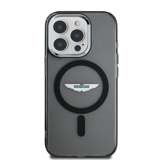 iPhone 15 Pro Max Kılıf Aston Martin Orjinal Lisanslı M-safe Şarj Özellikli IML Baskı Logolu Metal Düğmeli Kapak