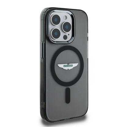 iPhone 15 Pro Max Kılıf Aston Martin Orjinal Lisanslı M-safe Şarj Özellikli IML Baskı Logolu Metal Düğmeli Kapak
