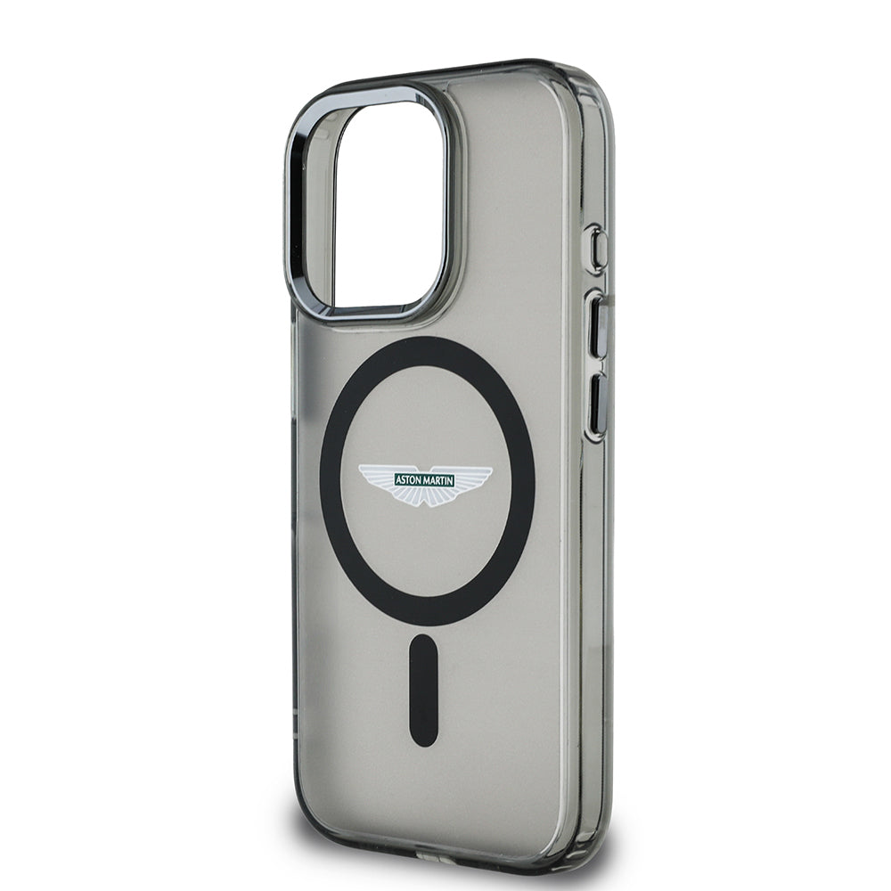 iPhone 15 Pro Max Kılıf Aston Martin Orjinal Lisanslı M-safe Şarj Özellikli IML Baskı Logolu Metal Düğmeli Kapak