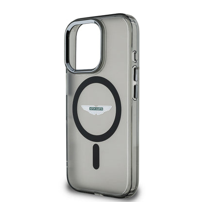 iPhone 15 Pro Max Kılıf Aston Martin Orjinal Lisanslı M-safe Şarj Özellikli IML Baskı Logolu Metal Düğmeli Kapak